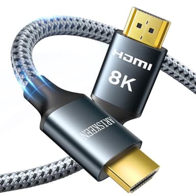 ARISKEEN 8K HDMI Cable 50FT, 48Gbps High Speed HDMI 2.1 Cable, 8K 60Hz, 4K 120Hz 144Hz Support for HDR 10, HDCP 2.2 2.3, eARC, DTS:X, Braided HDMI Cord Compatible with Laptop/HDTV/Monitor - 50 Feet - Image 1