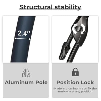 Grand patio 12FT Outdoor Round Offset Umbrella Large Patio Aluminum Cantilever Umbrella with Base & Cover (Navy Blue, 12 FT) - Image 7