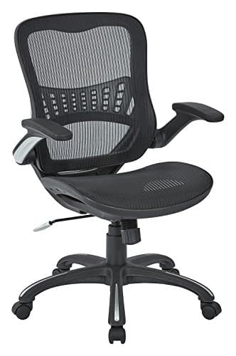 Office Star Ventilated Manager's Office Desk Chair with Breathable Mesh Seat and Back, Black Base, Black - Image 1