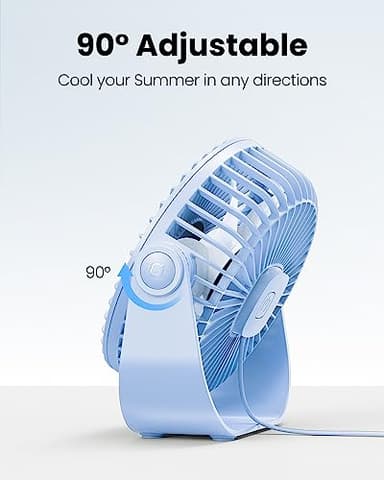 Gaiatop USB Desk Fan, 3 Speeds Strong Airflow, 5.5 Inch Portable 90° Rotate Quiet Cooling, Small Personal Table Fans for Bedroom Home Office Travel Blue - Image 5