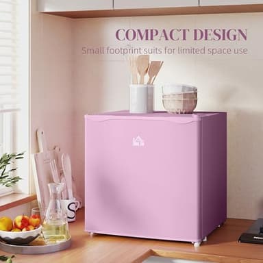 HOMCOM Mini Freezer Countertop, 1.1 Cu.Ft Compact Upright Freezer with Removable Shelves, Reversible Door for Home, Dorm, Apartment and Office, Pink - Image 4