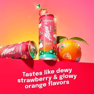 Alani Nu STRAWBERRY SUNRISE Sugar Free, Low Calorie Energy Drinks, 200mg Caffeine, Biotin B Vitamins, Zero Sugar, 15 Calories, 12 Fl Oz Cans, 12 Pack - Image 3