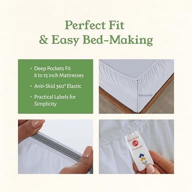 California Design Den California King Sheets Set - Soft 100% Organic Cotton Sheets with Deep Pockets, Crisp Percale, Breathable and Durable Bedding Set - White - Image 4