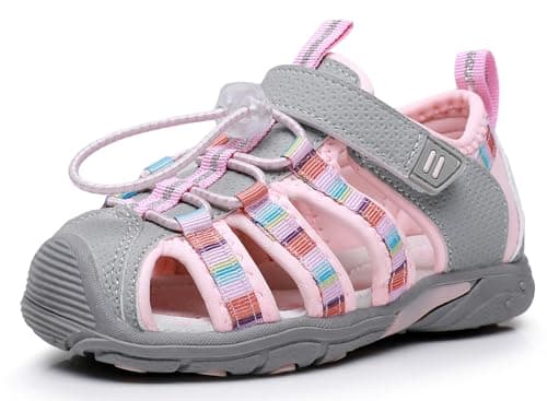 Apakowa Kids Girls Sandals Summer Outdoor Athletic Double Strap Closed-Toe Beach Sandals Sport (Toddler/Little Kid) - Image 1