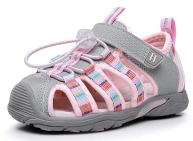 Apakowa Kids Girls Sandals Summer Outdoor Athletic Double Strap Closed-Toe Beach Sandals Sport (Toddler/Little Kid) - Image 1