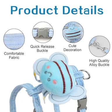 Cat Harness and Leash Set for Walking Escape Proof Adjustable Step Vest Harnesses for Small Cats and Dogs All Weather Lightweight Easy Control Soft Jacket for Kitten Outdoor Walking(Blue, S) - Image 2