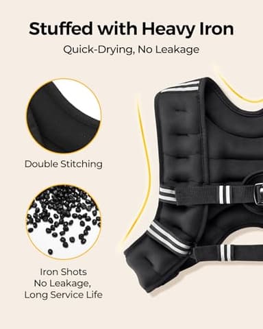 PACEARTH Weighted Vest,4lb/6lb/10lb/12lb/16lb/20lb/25lb/30lb Weight Vest with Reflective Stripe, Body Weight Vests Adjustable for Men, Women Workout, Strength Training, Running, Walking, Jogging - Image 7
