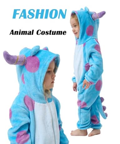 SCOPUCI Unisex Baby Animal Onesie Pajamas,Infant Flannel Halloween Cosplay Costume, Toddler Christmas Homewear/Sleepwear - Image 2