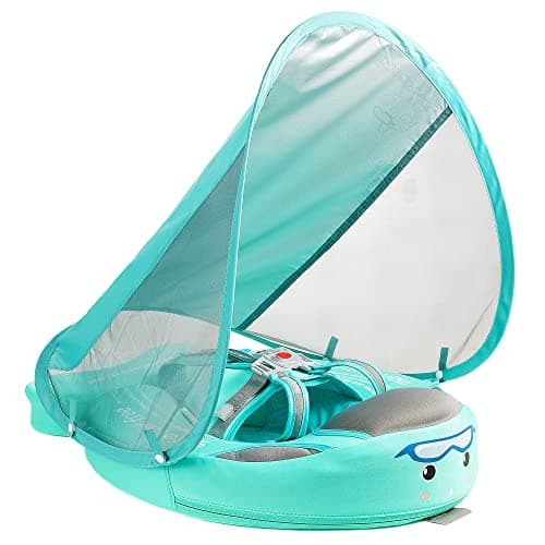 Mambobaby Float Add Tail Baby Swim Float with Canopy, Non-Inflatable Solid Baby Float, Upgrade Soft Skin-Friendly Fabric Material Infant Swim Float (Special Edition Green) - Image 1