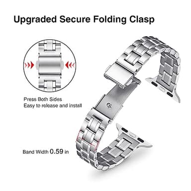 STIROLL Thin Replacement Band Compatible for Apple Watch 38mm 40mm 41mm 42mm(Series 11 10), Stainless Steel Metal Wristband Women Men for iWatch Ultra SE Series 9 8 7 6 5 4 3 2 1, Silver - Image 3