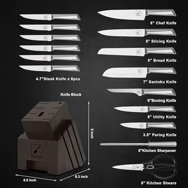 imarku Knife Set,16-Piece Premium Knife Sets for Kitchen with Block,Japanese Stainless Steel Kitchen Knife Set,Knife Block Set with Kitchen Sharpener, Dishwasher Safe,Best Gifts - Image 6