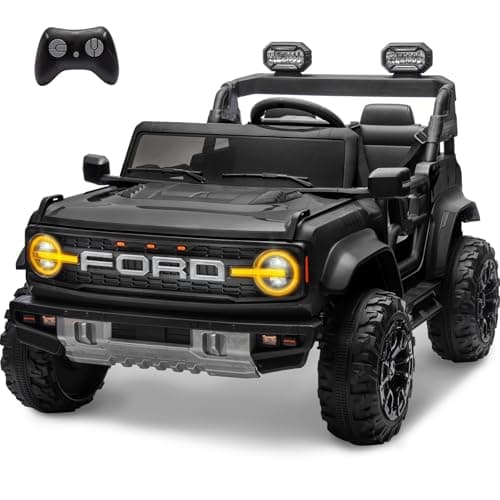 ENYOPRO 24V Licensed Ford Bronco Raptor Electric Car for Kids, 2 Seater Battery Operated Ride On Truck Toys with Remote Control, 4-Wheel Suspension, Bluetooth, Radio, LED Lights, 3 Speed - Black - Image 1