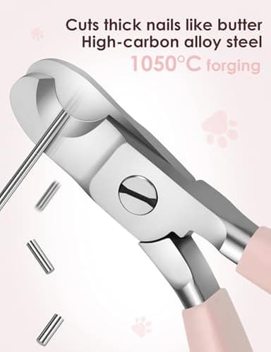 heouvo Heavy Duty Dog Nail Clippers -【Cuts Thick Nails Like Butter】【Upgraded Large Opening】 Professional Toenail Trimmer Razor Sharp Blade for Medium to Giant Breed (Pink) - Image 3