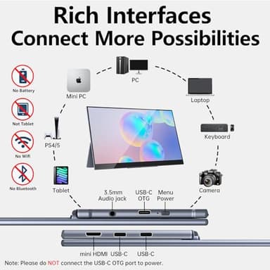 Upperizon Portable Monitor 15.6" 4K UHD 3840X2160 100000:1 100% DCI-P3 60Hz OLED Touchscreen HDR HDMI USB-C Travel Monitor for Laptop MacBook PC Surface PS5 Xbox, External Display with Kickstand - Image 4