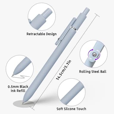 UIXJODO Gel Pens, 5 Pcs 0.5mm Black Ink Pens Fine Point Smooth Writing Pens, High-End Series Pens for Journaling Note Taking, Cute Office School Supplies Gifts for Women Men (Morandi) - Image 3