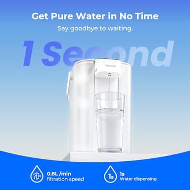 Waterdrop 98% Chloramine Reduction Electric Water Filter Pitcher, Rechargeable Water Dispenser, Instant 200-Gallon 15-Cup Countertop Purifier, NSF/ANSI 42, Reduce Lead, PFAS, White, with 1 Filter - Image 6