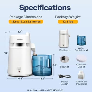 VIVOHOME Water Distiller Countertop 1.6 Gallon/6L 900W Distilled Water Machine with Smart Switch Purifier Filter for Home Office, White - Image 7