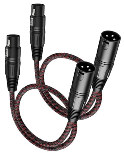 VANDESAIL XLR Cables 2 ft 2 Pack, Premium XLR Male to Female Microphone Patch Cables 3 Pin Mic Cords DMX512 Cable Compatible with Speakers, Mixer, Stage Light