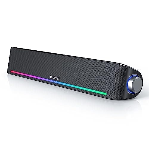 Computer Speakers, Hi-Fi Sound Quality Computer Sound Bar, Bluetooth 5.0 & 3.5mm Wired PC Speakers with 4 Dynamic Lighting Modes, USB Powered Speakers for PC, Desktop, Laptops, Phones, Monitors, Xbox - Image 1