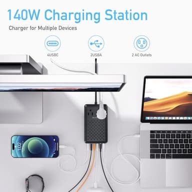 Charging Station 140W USB C Charger Block, Upgraded GaN III 8-in-1 Fast Charging Station Hub,PD 65W Laptop Charger Adapter Compatible with Compatible with MacBook Air/Pro,iPhone16/15,Galaxy S24 etc - Image 2