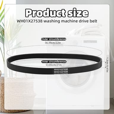 2pcs WH01X27538 Washer Drive Belt Replacement, Compatible with GE Washing Machines Replaces Parts AP6328256 PS12299369 4587903 290D1101P005 (Black) - Image 2