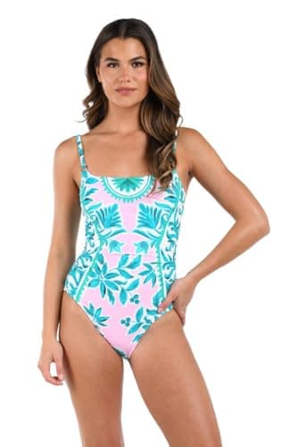 La Blanca Women's One Piece Swimsuit Lingerie Tummy Control Bathing Suit, Multi//Opulent Palm, 8 - Image 1