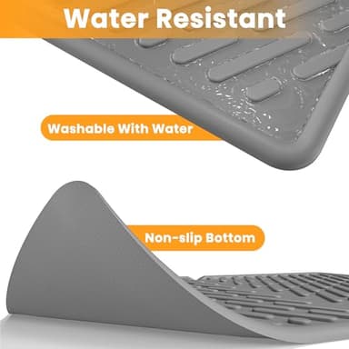 Pieviev Cat Litter Box Mat, 24"x 17" EVA Scratch Resistant Litter Trapping Mat, Easy Clean for Scatter Control, Soft on Kitty Paws, Waterproof & Urine Proof for Indoor Use, Gray - Image 7