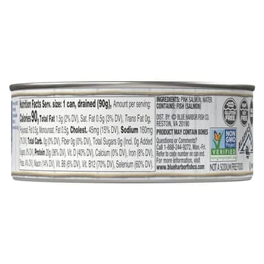 Blue Harbor Fish Co. Wild Pink Salmon in Water No Salt Added - 5 oz Can (Pack of 12) - Image 2
