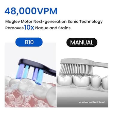 Marlincare Sonic Electric Toothbrush for Adults&Teens - 180 Days Battery Life, Seamless Button&48000RPM Rechargeable Tooth Brush, 4 Replacement Heads for Deep Clean/Smart Timer/4 Brushing Modes/IPX8 - Image 3