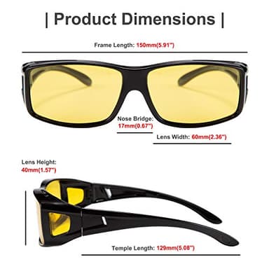 FEISEDY Night Driving Fit Over Glasses Sunglasses for Men Women,Polarized Wrap Around Yellow Sunglasses UV400 B2593 - Image 4