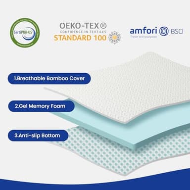 Czpalo 3 Inch Gel Memory Foam Mattress Topper King, Cooling Mattress Topper with Removable & Washable Cover, CertiPUR-US Certified - Image 2