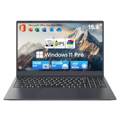 BLUEING 15.6" Laptop Computer, Windows 11 Laptop, 16GB RAM, 512GB SSD(Expandable to 2TB), Intel Quad-Core N5095(Up to 2.9 GHz), 1080P FHD Display, Fingerprint, Backlit KB, Wi-Fi 5, BT5.0, Quad-Speaker - Image 1