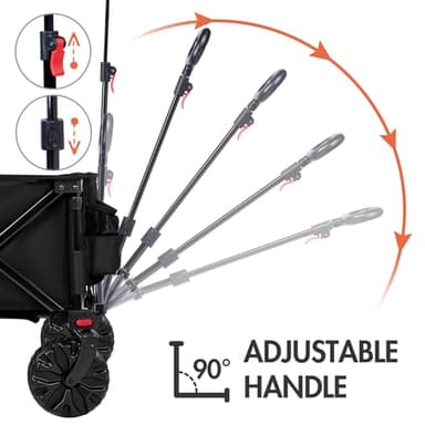 PORTAL Collapsible Folding Utility Beach Wagon Carts Heavy Duty with All Terrain Wheels for Outdoor, Camping, Garden, Shopping, Groceries, Foldable, Large Capacity, Portable, Black - Image 4