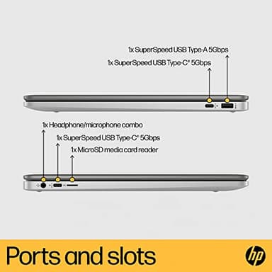 HP Chromebook 15 15.6" HD (Intel Pentium N6000, 8GB RAM, 128GB Storage (64GB eMMc + 64GB SD Card), UHD Graphics, Numeric KB) Home & Student Laptop, Anti-Glare, Webcam, Wi-Fi, Chrome OS, Silver - Image 6