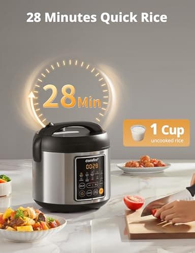 COMFEE' Rice Cooker, 4 Cups Uncooked, 8 Cups Cooked Slow Cooker, 2 Qt Small Multicooker with 10 Presets, Steamer & Grain Cooker, Non-Stick Inner Pot - Image 5