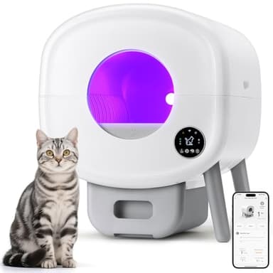 TAYACICY Self Cleaning Litter Box,Large Capacity Automatic Cat Litter Box Self Cleaning for Multiple Cats with App Control and Safety Protection,2 Roll Litter Bags,White - Image 1