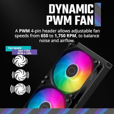 Cooler Master MasterLiquid 360L Core 360mm Close-Loop AIO Liquid Cooler, ARGB Sync, Gen S Coldplate Pump, 120mm PWM, CryoFuze 14W/mK, AMD Ryzen AM5/AM4, Intel LGA1700/1200 (MLW-D36M-A18PZ-R1) , Black - Image 5