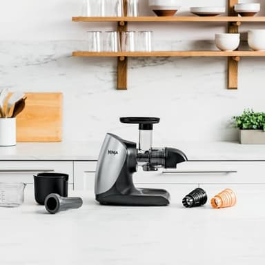 Ninja Cold Press Juicer Pro, Compact 150-Watt Slow Masticating Juicer, Total Pulp Control with Anti-Drip Lever, Dishwasher Safe Parts, High Juice Yield for Fruits & Vegetables, Cloud Silver (Renewed) - Image 3
