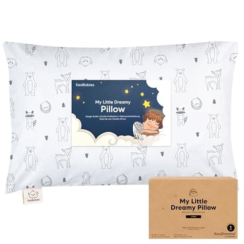 KeaBabies Toddler Pillow with Pillowcase, Jumbo 14X20 - Soft Organic Cotton Toddler Pillows for Sleeping - Machine Washable - Perfect for Travel, Toddler Bed Set (KeaFriends) - Image 1