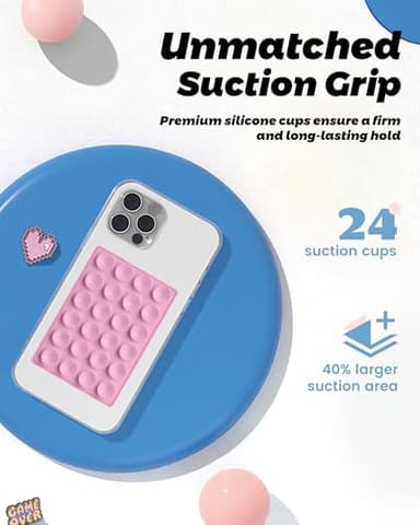 amBand Airplane Travel Essentials Phone Holder, Anti-Slip Magnetic Suction Cup Phone Mount for iPhone Fits Magsafe Attachment, Influencer/Sharer/Content Creator Must Haves for Selfie/Video, Peony Pink - Image 4