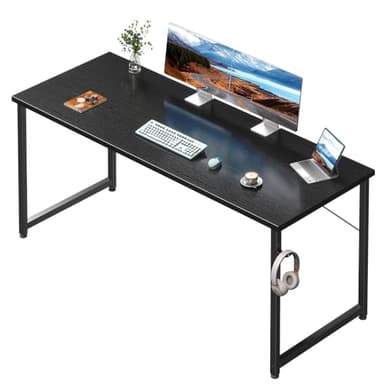 Coleshome 55 Inch Computer Desk, Modern Simple Style Desk for Home Office, Study Student Writing Desk, Black - Image 1