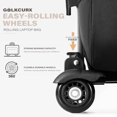 Golkcurx Rolling Laptop Bag with Wheels, Removable Water-Repellent Rolling Briefcase for Women and Men - Image 5