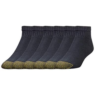 GOLDTOE Men's 656P Cotton Ankle Athletic Socks, Multipairs, Black (6-Pairs), Large - Image 1
