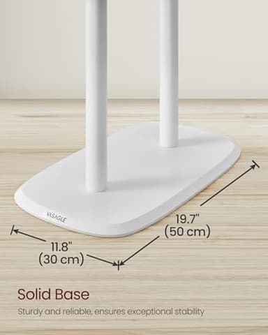 VASAGLE Coat Rack, Free Standing Coat Stand, Hall Coat Tree with 8 Hooks and Storage Shelf, 67.2 Inch Tall, for Coats, Hats, Bags, for Entryway, Hallway, Bedroom, Cloud White URCR040W01 - Image 5