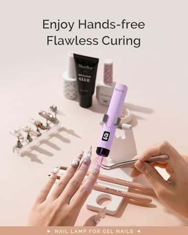 MelodySusie Handheld UV Light for Gel Nails with Stand, Mini Portable Cordless Nail Lamp with LCD Display, Eye-Protective Cover, Flash Curing for Glue, Purple - Image 5