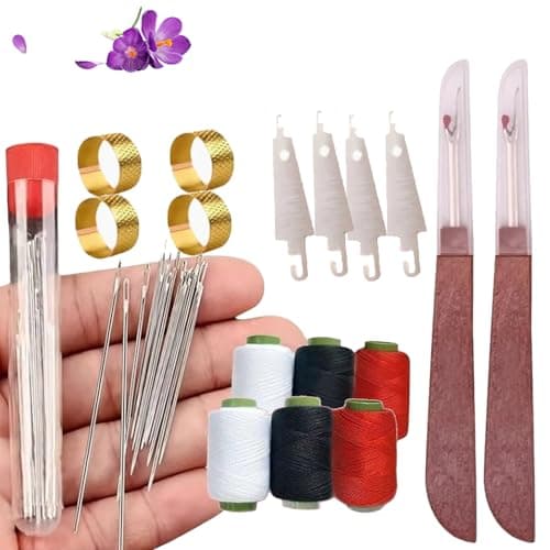 Big Eye Steel Sewing Needles Kit, Stainless Steel Sewing Needles, Stainless Steel Needles for Hand Sewing, Steel Sewing Needles, 34 PCS Big Eye Steel Needles Set - Image 1