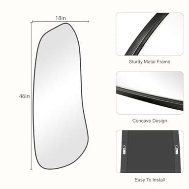 WallBeyond Irregular Wall Mirror, Asymmetrical Mirror Wall Mounted with Black Framed for Living Room, Bathroom, Bedroom, Entryway Wall Decor, 46"×18", Black - Image 4