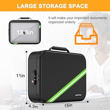 Noiposi Document Organizer with 5200℉ Heat Insulated,Waterproof and Fireproof Document Box with Lock, Home Travel Strong Fireproof Safe Storage Box for Letter Size Important Documents and File - Image 6