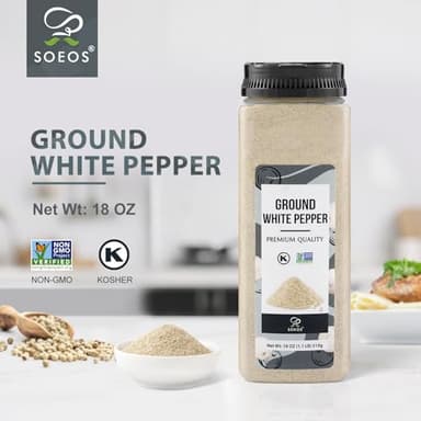 Soeos Ground White Pepper, 18oz (510g), Non-GMO, Kosher Certified, Fresh, Aromatic and All-Natural, White Peppercorns Powder, Perfect for Barbecue, Stir-Fry, Soup - Image 3