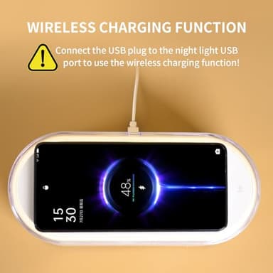 Bedside Night Light - Touch LED Lamp with Wireless Charger,Dimmable 2800K-6000K Warm White Light & Color Changing RGB, 400mAh Battery,Charging stationfor Living Room, Office Desk - Image 2
